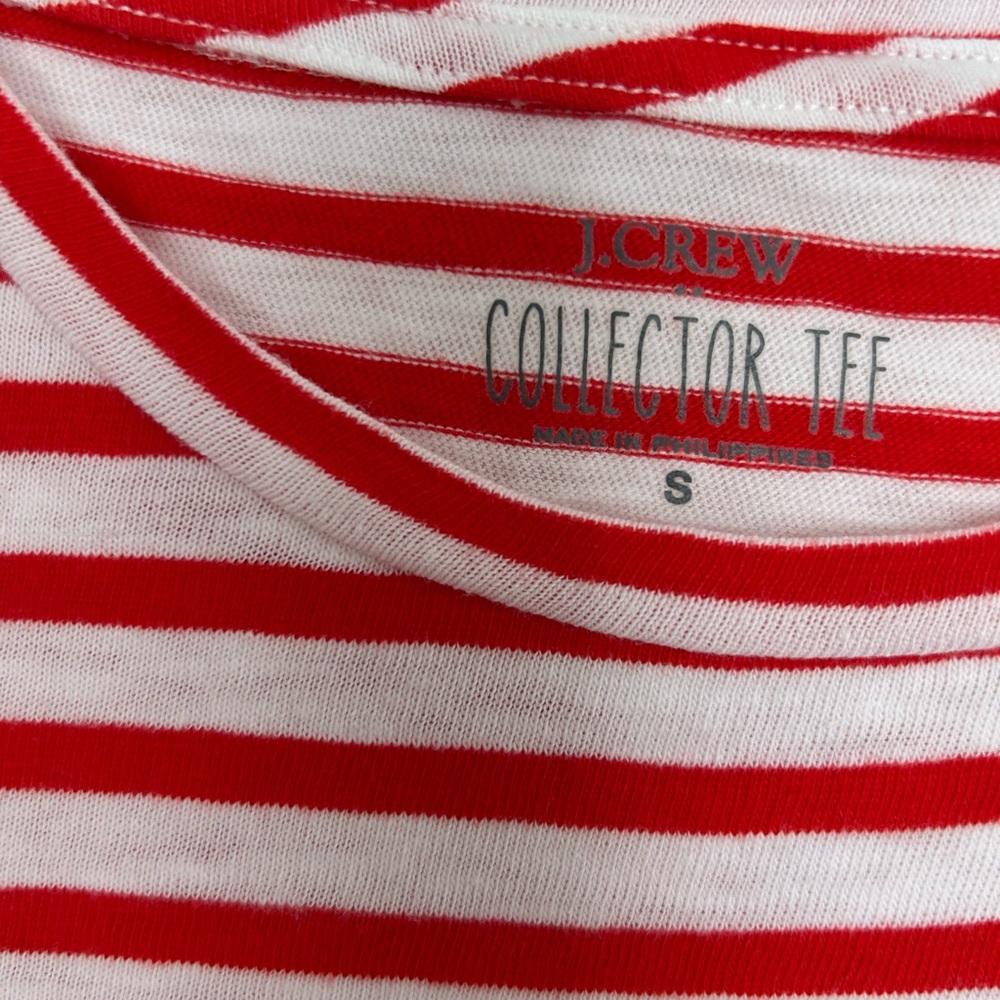 J. Crew Red and White Striped Short Sleeve Tee - Size Small